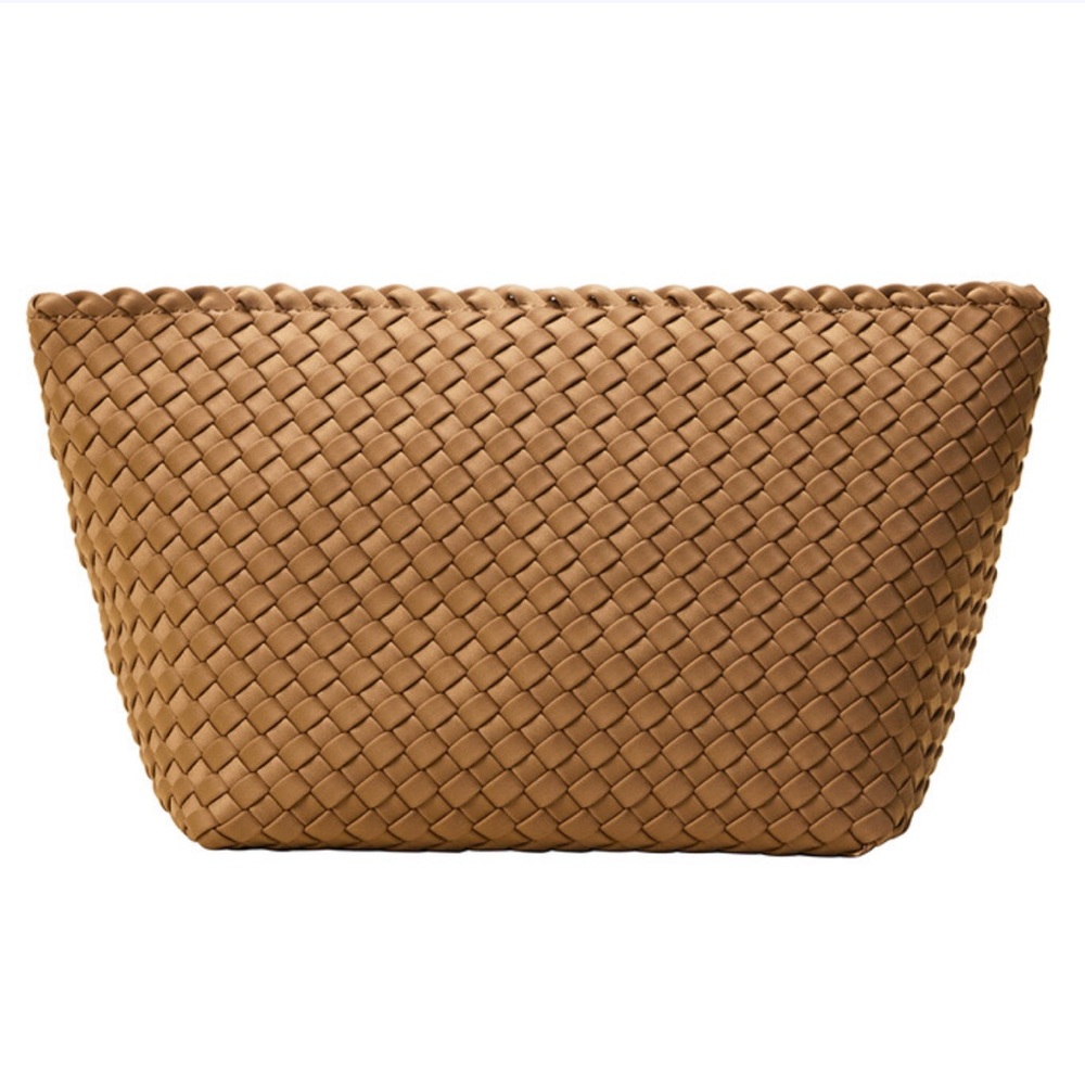 Naghedi Woven Leather Cosmetic Pouch in Tan
